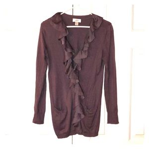 LOFT Ruffled lightweight cardigan NWOT